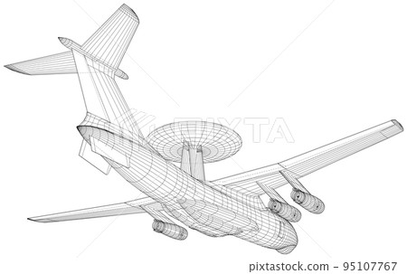 Isometric AWACS Airplane, Radar Aircraft, Military Air Force Plane. Vector Illustration of 3d 95107767