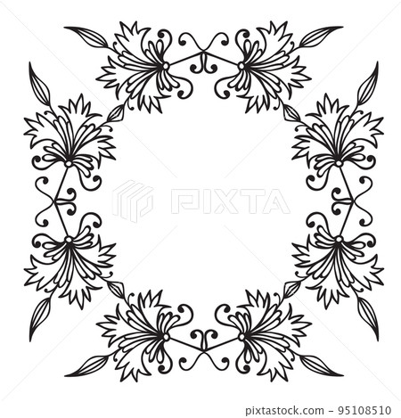Hand drawing zentangle floral decorative frame Hand drawing zentangle floral decorative frame 95108510