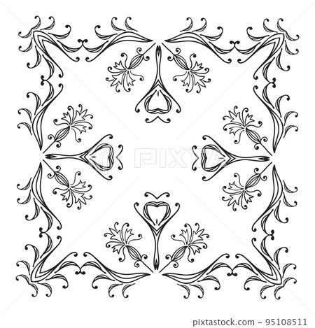 Hand drawing zentangle floral decorative frame Hand drawing zentangle floral decorative frame 95108511