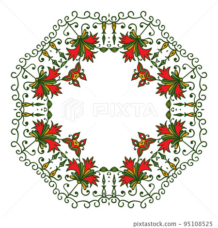 Hand drawing zentangle floral decorative color frame Hand drawing zentangle floral decorative color frame 95108525