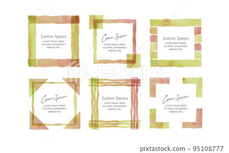 Transparent watercolor autumn colored square border 95108777