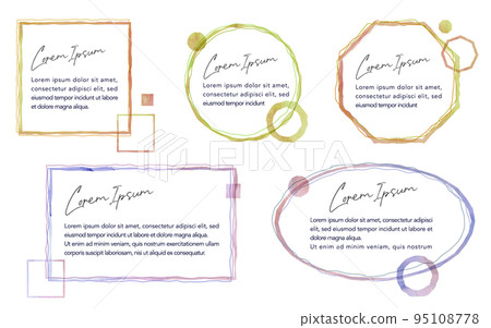 Transparent watercolor autumn color square circular border 95108778