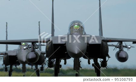 U.S. Air Force F-15E Strike Eagle runway preparation for takeoff 95108793