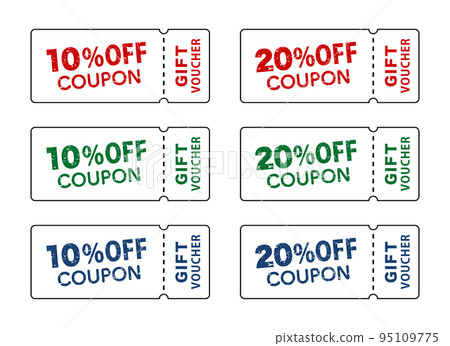 10% OFF / 20% OFF：優惠券以不同顏色設置 郵票狀字符 95109775