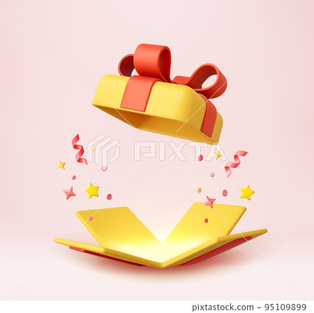 3d Cute Surprise Gift Box With Falling Confetti 3d Cute Surprise Gift Box With Falling Confetti 95109899
