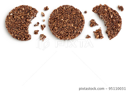 amaranth cookies with carob isolated on white background. Healthy food. Top view with copy space for your text. Flat lay amaranth cookies with carob isolated on white background. Healthy food. Top view with copy space for your text. Flat lay 95110031