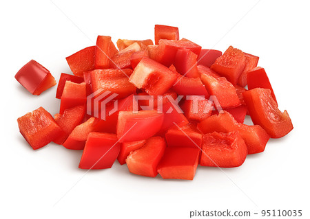 diced of red sweet bell pepper isolated on white background 95110035