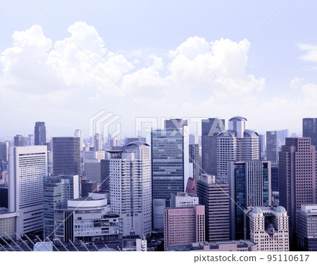 Aerial view of skyscrapers in downtown Osaka. Top view of modern Osaka district, Japan Aerial view of skyscrapers in downtown Osaka. Top view of modern Osaka district, Japan 95110617