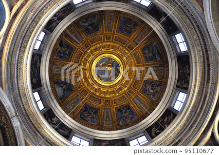 Painted ceiling of the dome of Santa Maria del Popolo basilica Painted ceiling of the dome of Santa Maria del Popolo basilica 95110677