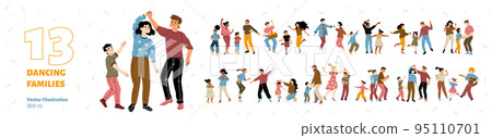 Set of dancing families rejoice, fun, home party 95110701