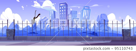City skyline at dusk, urban view background, scene 95110743