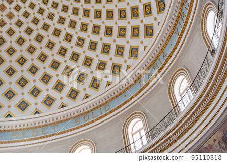 Interior of the dome of the Mosta rotunda. Malta Interior of the dome of the Mosta rotunda. Malta 95110818