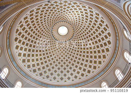 Interior of the dome of the Mosta rotunda. Malta 95110819