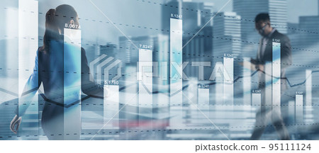 Finacial concept. Business Graph Stock Market chart. Digital charts and screen interface 95111124