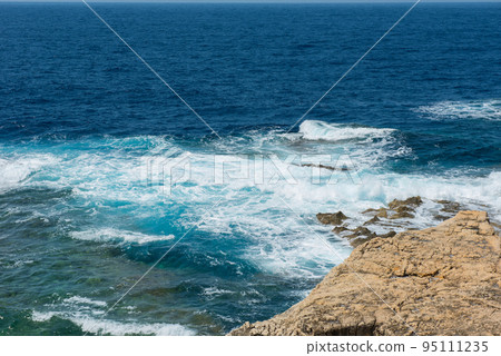 Blue hole and the collapsed Azure window. Gozo, Malta 95111235