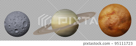 Solar system planets, 3d Saturn, Venus and Moon 95111723