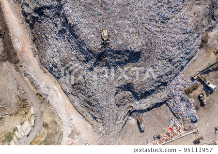Aerial view of large landfill. Waste garbage dump, environmental pollution 95111957