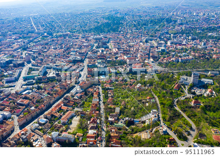 Aerial view of city buildings from a drone Aerial view of city buildings from a drone 95111965