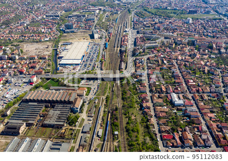 Aerial view of city buildings from a drone Aerial view of city buildings from a drone 95112083