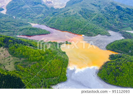 Aerial view of a big waste decanting lake Aerial view of a big waste decanting lake 95112093