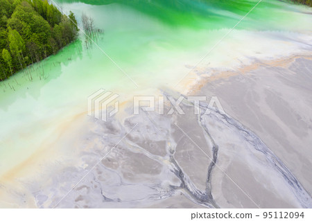 Aerial view of a big waste decanting lake Aerial view of a big waste decanting lake 95112094