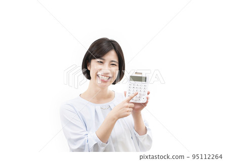A young lady with a calculator A young lady with a calculator 95112264