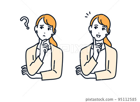 Vector illustration material of a woman in a suit who solved her troubles 95112585