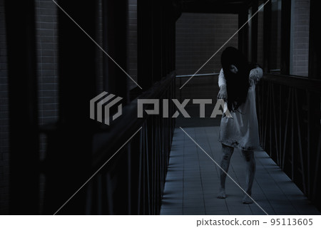Woman ghost horror walking in the building house, Woman ghost horror walking in the building house, 95113605