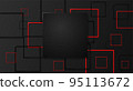 Vector black square background geometric shapes red lines overlap 95113672