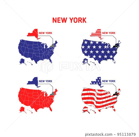 New York map with usa flag design illustration vector eps format , suitable for your design needs, logo, illustration, animation, etc. 95113879