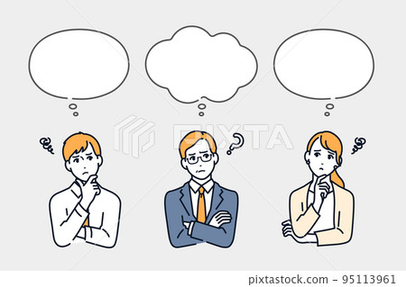 A set of troubled office workers and speech bubbles A set of troubled office workers and speech bubbles 95113961