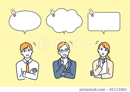 A set of office workers and speech bubbles to solve problems A set of office workers and speech bubbles to solve problems 95113963