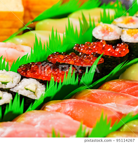 Ordering sushi for delivery [ Image of sushi delivery ] 95114267
