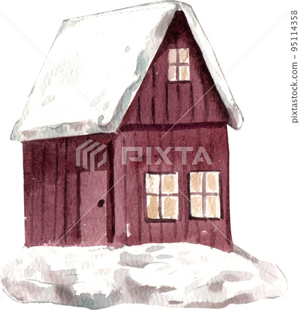Wildlife and village in Winter watercolor icon png Wildlife and village in Winter watercolor icon png 95114358