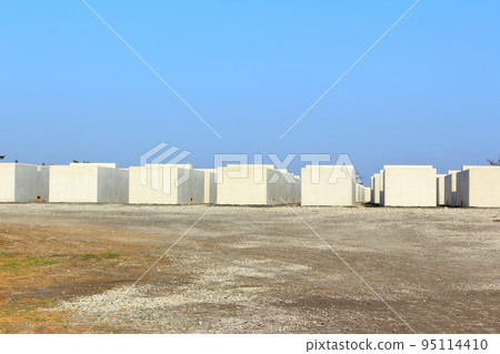 Regularly arranged concrete blocks Regularly arranged concrete blocks 95114410