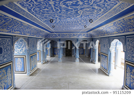 Sukh Nivas, the Hall of Rest on the 2nd floor of the Chandra Mahal,  City Palace, Jaipur, Rajasthan, India 95115209