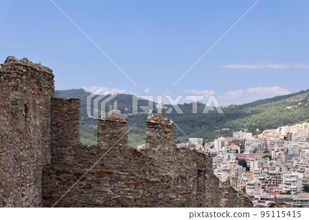 View of castle wall in Kavala, Greece View of castle wall in Kavala, Greece 95115415