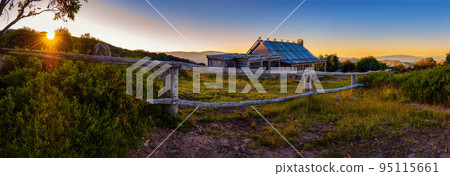 Sunset above Craigs Hut in the Victorian Alps, Australia 95115661