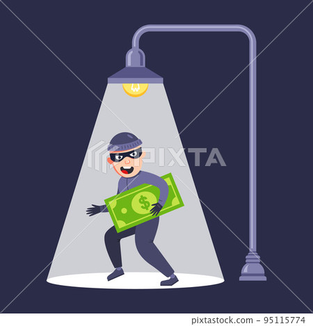 a street lamp shines on the robber. a street lamp shines on the robber. 95115774