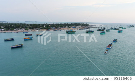 View of Pamban Beach and Boat Yard, Pamban, Rameswaram, Tamilnadu, India. View of Pamban Beach and Boat Yard, Pamban, Rameswaram, Tamilnadu, India. 95116406