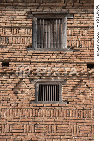 Old brickwork construction, Brick Pattern, Wooden Windows, Wafgaon, Taluka Khed, Dist Pune 95116606