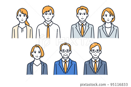 Set of office worker simple face icons Set of office worker simple face icons 95116833