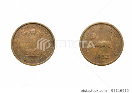 One Pice Coin year 1952, front and back, India 95116913