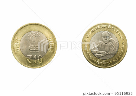 Ten Rupee coin, Front and back, India, 2015, India Ten Rupee coin, Front and back, India, 2015, India 95116925