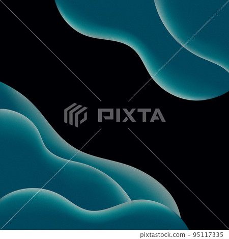 Abstract wavy 3d design background with grain texture. Square template with turquoise liquid organic shapes on black background. Gradient fluid blobs frame with copy space. Social media post template Abstract wavy 3d design background with grain texture. Square template with turquoise liquid organic shapes on black background. Gradient fluid blobs frame with copy space. Social media post template 95117335