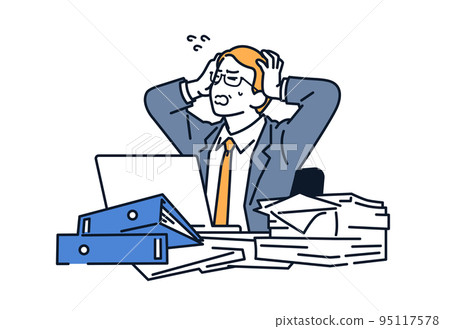 被大量任務壓得喘不過氣來的經理的矢量圖解材料 95117578