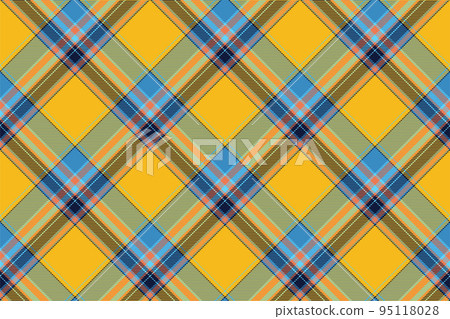 Tartan plaid background, diagonal check seamless pattern. Vector fabric texture for textile print, wrapping paper, gift card, wallpaper. 95118028