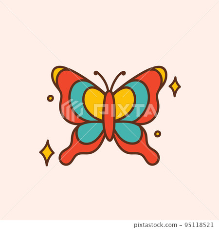 Retro groovy butterfly 95118521