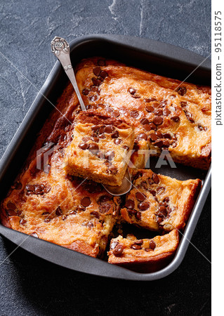 pumpkin chocolate chips sheet cake, top view pumpkin chocolate chips sheet cake, top view 95118575