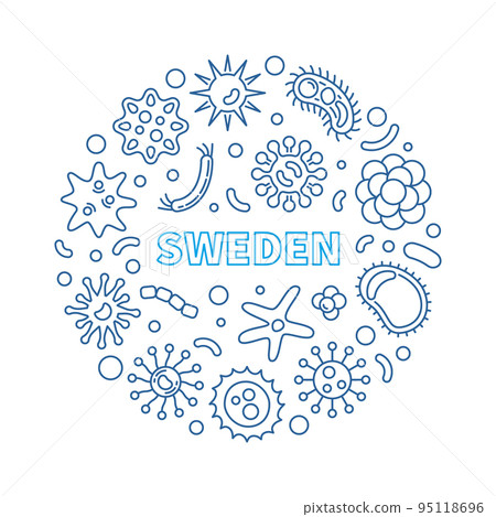 Coronavirus in Sweden vector round outline illustration Coronavirus in Sweden vector round outline illustration 95118696